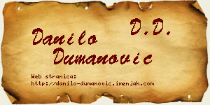 Danilo Dumanović vizit kartica